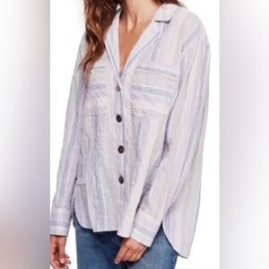 Free People High Tide Striped Button-Down Top NWOT